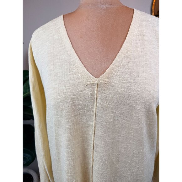 Eileen Fisher Organic Linen/Cotton Slub Knit Sweater – Soft Yellow – Size Large - Picture 4 of 15